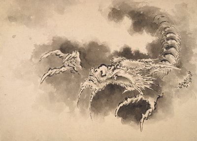 Drak vycházející z mraků, období Edo, 19. století. od Katsushika Hokusai