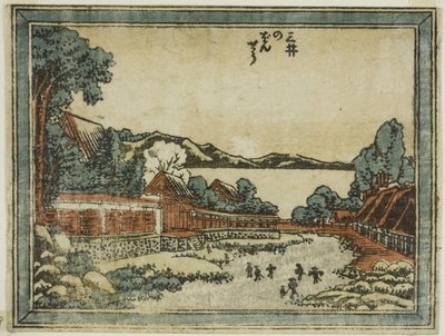 Večerní zvon u Mii (Mii no bansho), ze série Osm pohledů na Omi ve stylu leptu (Doban Omi hakkei) od Katsushika Hokusai