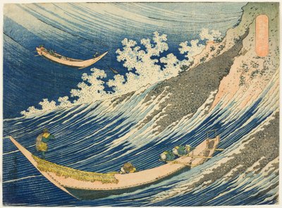 Rybářské lodě na Choshi v Shimosa (Soshu Choshi) ze série "Tisíc obrázků oceánu (Chie no umi)" od Katsushika Hokusai