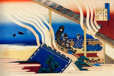 Ze série Sto básní od jednoho sta básníků: Fujiwara no Yoshitaka, c1830. od Katsushika Hokusai