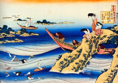 Ze série Sto básní od sta básníků: Ono no Takamura, c1830. od Katsushika Hokusai