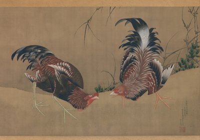 Gamecocks z roku 1838. od Katsushika Hokusai