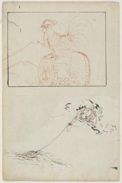 Bůh hromu a jeho buben od Katsushika Hokusai