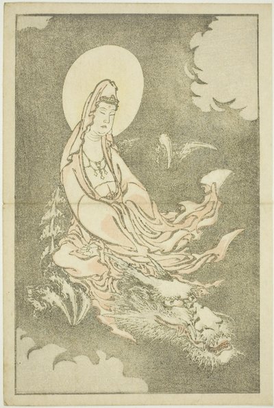 Bohyně na drakovi, z Hokusaiovy knihy realistických obrazů (Hokusai shashin gafu), asi 1814 (barevný dřevoryt (albový list)) od Katsushika Hokusai