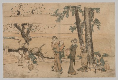 Skupina figurek u potoka, 1760-1849. od Katsushika Hokusai