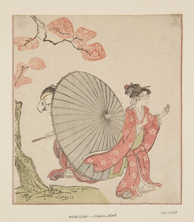 Hide and Seek (barevný dřevořez) od Katsushika Hokusai