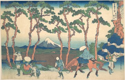 Hodogaya na cestě Tōkaidō (Tōkaidō Hodogaya), ze série „Třicet šest pohledů na horu Fuji“ (Fugaku sanjūrokkei) od Katsushika Hokusai