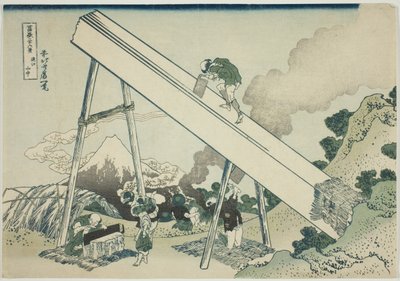 V horách Totomi (Totomi sanchu), ze série „Třicet šest pohledů na horu Fuji (Fugaku sanjurokkei)“ od Katsushika Hokusai