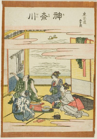 Kanagawa, ze série „Padesát tři stanic Tokaida (Tokaido gojusan tsugi)“ od Katsushika Hokusai