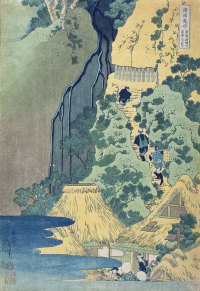 Svatyně Kannon a vodopády Kiyo, Sakanoshita, Tōkaidō od Katsushika Hokusai