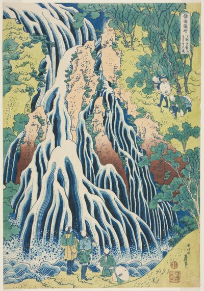 Vodopády Kirifuri (Kirifuri no taki), ze série Prohlídka vodopádů v různých provinciích (Shokoku taki meguri) od Katsushika Hokusai