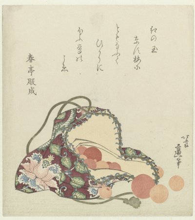 Křemenné korálky s brokátovým sáčkem od Katsushika Hokusai