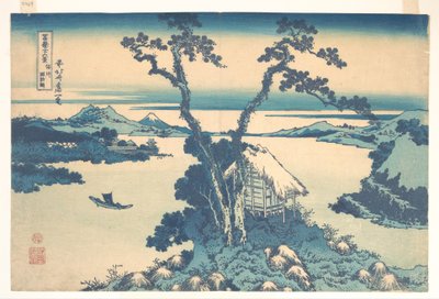 Jezero Suwa v provincii Šinano (Šinšú Suwako), ze série „Třicet šest pohledů na horu Fudži“ (Fugaku sanjūrokkei) od Katsushika Hokusai
