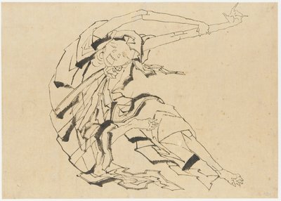 Dlouhoruký muž protahující se, období Edo, 19. století. od Katsushika Hokusai