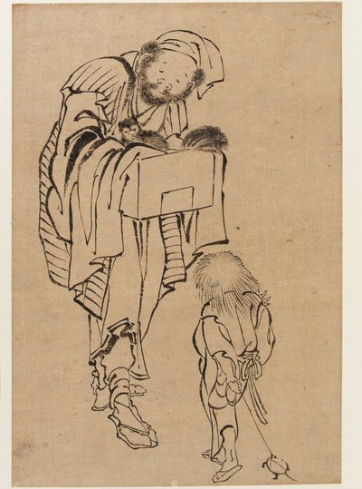 Muž a chlapec, období Edo (inkoust na papíře) od Katsushika Hokusai