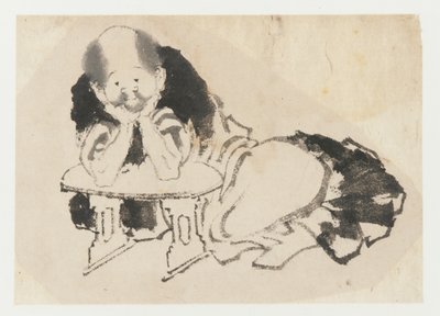 Muž sedící s područkou, období Edo, 19. století. od Katsushika Hokusai