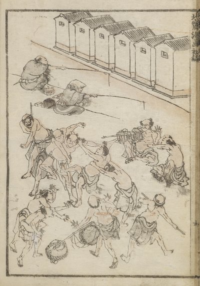 Miesten paini ja kalastus (puukiviprintti) od Katsushika Hokusai