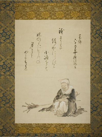 Mnich prodávající obřadní šlehače na čaj od Katsushika Hokusai