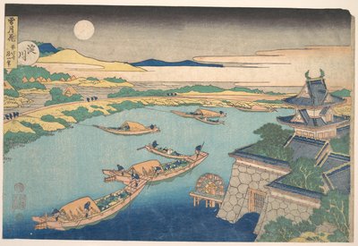 Měsíční svit na řece Yodo (Yodogawa), ze série „Sníh, měsíc a květiny“ (Setsugekka) od Katsushika Hokusai