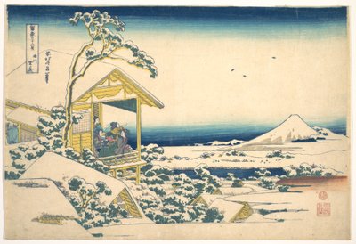 Ráno po sněhu v Koishikawě v Edu (Koishikawa yuki no ashita), ze série Třicet šest pohledů na horu Fudži (Fugaku sanjūrokkei) od Katsushika Hokusai