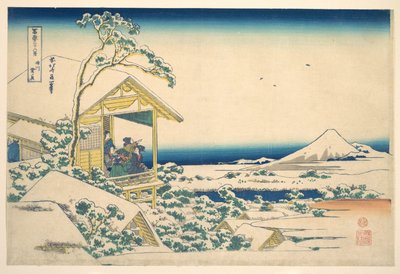 Ráno po sněhu v Koishikawě v Edu (Koishikawa yuki no ashita), ze série Třicet šest pohledů na horu Fudži (Fugaku sanjūrokkei) od Katsushika Hokusai