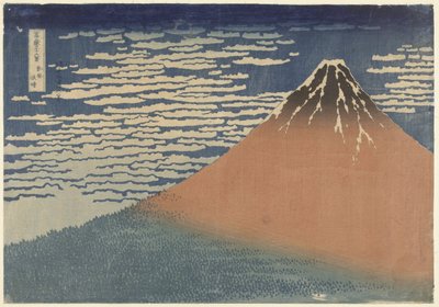 Hora Fudži za jasného počasí (známá také jako Červená Fudži), cca 1830 (dřevoryt) od Katsushika Hokusai