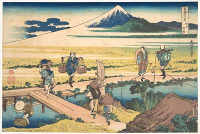 Nakahara v provincii Sagami (Sōshū Nakahara), ze série „Třicet šest pohledů na horu Fuji“ (Fugaku sanjūrokkei) od Katsushika Hokusai