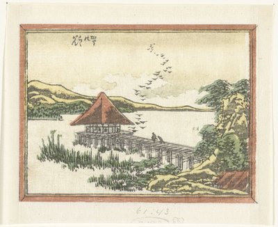 Hřadování hus v Katatě Katata no rakugan (název na objektu) Vyrytých osm pohledů na provincii Omi (název série) Doban Omi hakkei (název série) od Katsushika Hokusai