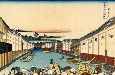 Most Nihonbashi v Edo, kolem roku 1830 (dřevěný tisk) od Katsushika Hokusai