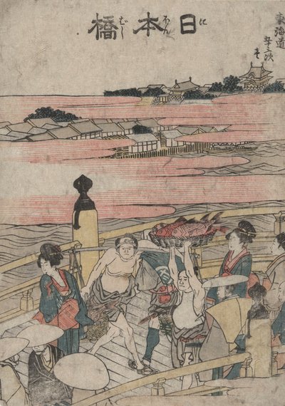 Nihonbashi, ze série Návrhy padesáti tří stanic Tokaida od Katsushika Hokusai