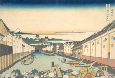 Nihonbashi v Edo Edo Nihonbashi, ze série Třicet šest pohledů na horu Fuji ..., ca. 1830-32. od Katsushika Hokusai