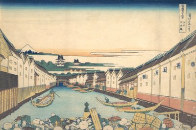 Nihonbashi v Edo Edo Nihonbashi, ze série Třicet šest pohledů na horu Fuji ..., ca. 1830-32. od Katsushika Hokusai