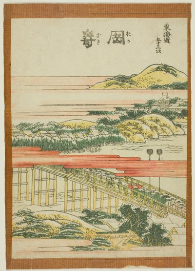 Okazaki, ze série "Padesát tři stanic Tokaida (Tokaido gojusan tsugi)" od Katsushika Hokusai