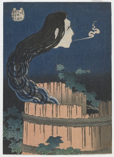 Sto duchů: Sarayashiki, období Edo, 1831-32 (barevný dřevořez) od Katsushika Hokusai