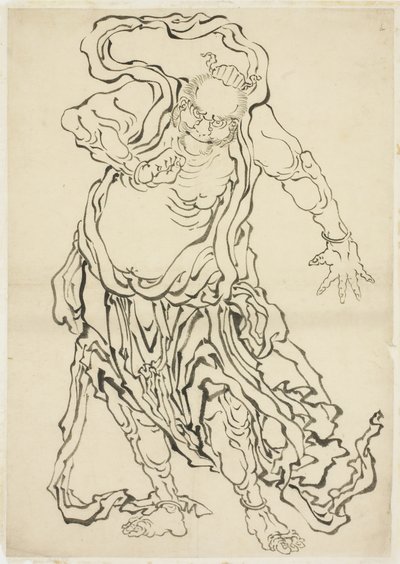 One of the Nio (A Guardian), c.1815-1849 (inkoust na papíře) od Katsushika Hokusai
