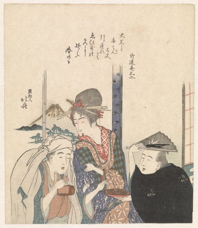 Parodie na bohy Daikoku a Benten od Katsushika Hokusai
