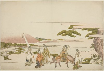 Parodie na východní cestu Ariwara no Narihira od Katsushika Hokusai