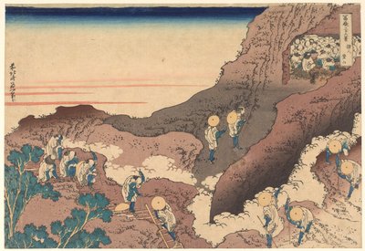 Poutníci stoupající na vrchol, ze série „Třicet šest pohledů na horu Fudži“ od Katsushika Hokusai