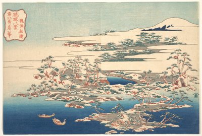 Borovice a vlny u Ryūtō (Ryūtō shōtō), ze série Osm pohledů na Ryūkyūské ostrovy (Ryūkyū hakkei) od Katsushika Hokusai