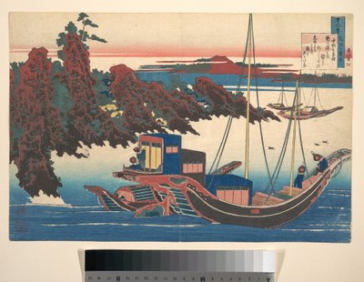 Báseň od Chūnagona Jakamochiho (Ōtomo no Jakamochi) ze sbírky „Sto básní s výkladem chůvy“ (Hyakunin isshu uba ga etoki) od Katsushika Hokusai