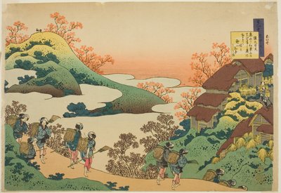 Báseň Sarumaru Dayu, ze série „Sto básní vysvětlených sestrou (Hyakunin isshu uba ga etoki)“ od Katsushika Hokusai