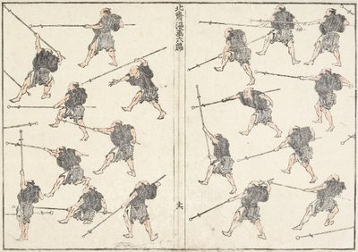 Praxe meče s dlouhou rukojetí, 1817 od Katsushika Hokusai