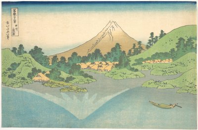 Odraz v jezeře u Misaky v provincii Kai (Kōshū Misaka suimen), ze série „Třicet šest pohledů na horu Fuji“ (Fugaku sanjūrokkei) od Katsushika Hokusai