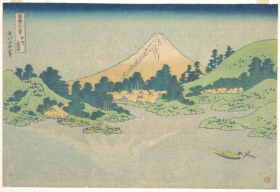 Odraz v jezeře u Misaky v provincii Kai (Kōshū Misaka suimen), ze série „Třicet šest pohledů na horu Fuji“ (Fugaku sanjūrokkei) od Katsushika Hokusai