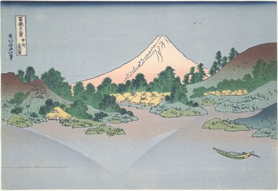 Odraz Fudži v jezeře Misaka v provincii Kai, ze série Třicet šest pohledů na horu Fuji od Katsushika Hokusai