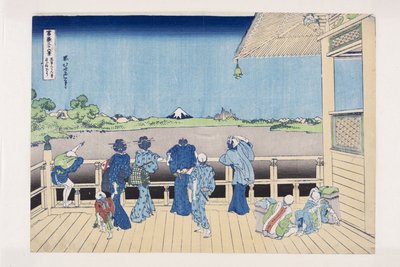 Sazai Hall Chrámu pěti set Arhatů (Gohyaku Rakan-ji Sazaid?) (barevný dřevotisk) od Katsushika Hokusai