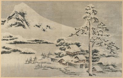 Přímořská vesnice ve sněhu od Katsushika Hokusai