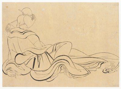 Sedící žena škrábající se na hlavě, konec 18.-začátek 19. století. od Katsushika Hokusai