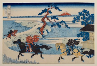 Vesnice Sekiya na řece Sumida, ze série „Třicet šest pohledů na horu Fuji“ od Katsushika Hokusai