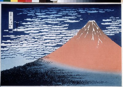 Série 36 pohledů na horu Fuji: Fuji za jasného dne (také nazývané Red Fuji) (Red Fuji, ze série 36 pohledů na horu Fuji). Tisk Katsushika Hokusai (1760-1849) od Katsushika Hokusai